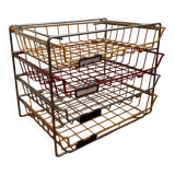 Metal desk shelf with sliding compartment, German-made Scharzwald brand, 1950s