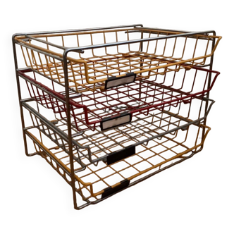 Metal desk shelf sorter with sliding compartment German manufacture Scharzwald brand from the 50s