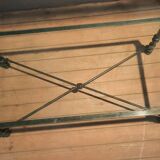 Rectangular metal and glass coffee table