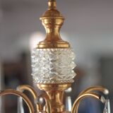 Vintage pendant light, brass pendant light with glass globe, 6-light chandelier