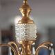 Vintage pendant light, brass pendant light with glass globe, 6-light chandelier