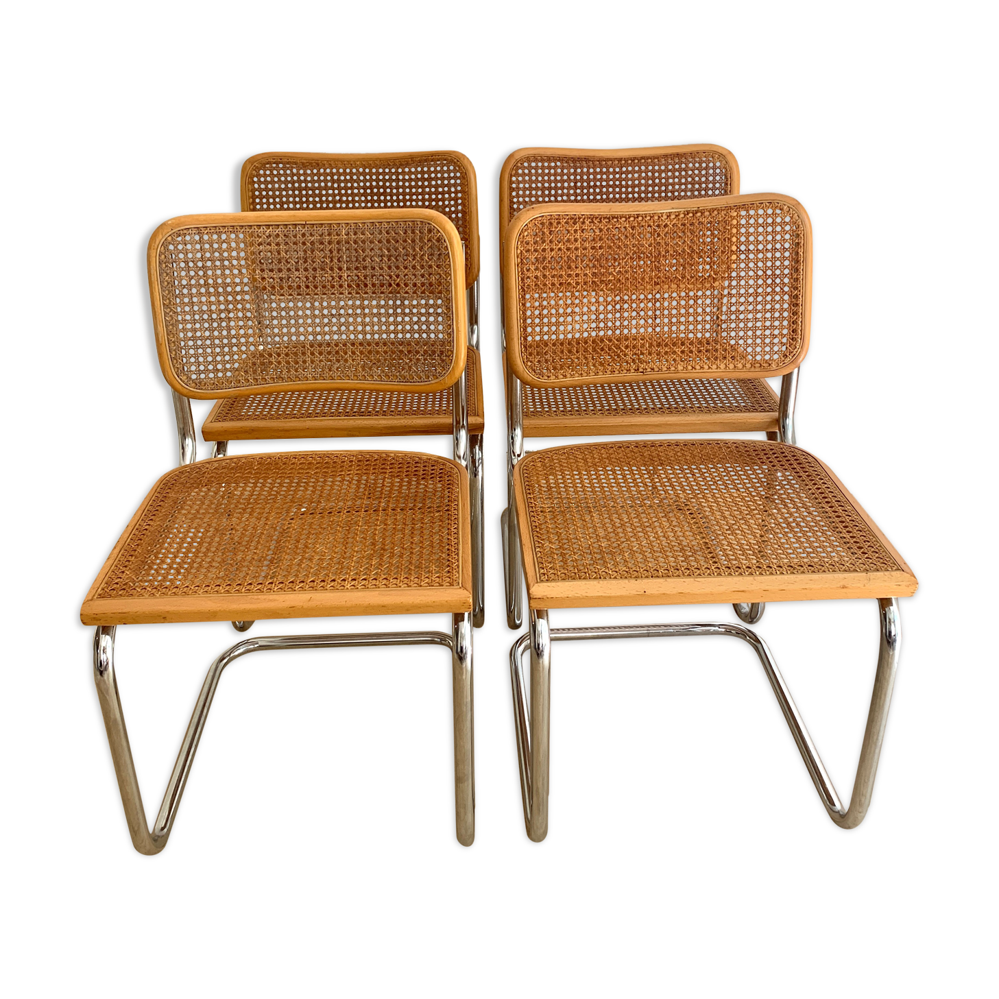 Set of 4 chairs Cesca B32 by Marcel Breuer