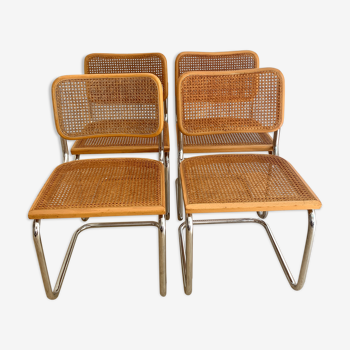 Set of 4 chairs Cesca B32 by Marcel Breuer