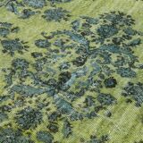 Overdyed Wool Vintage Handmade Carved Rug 169 cm x 288 cm