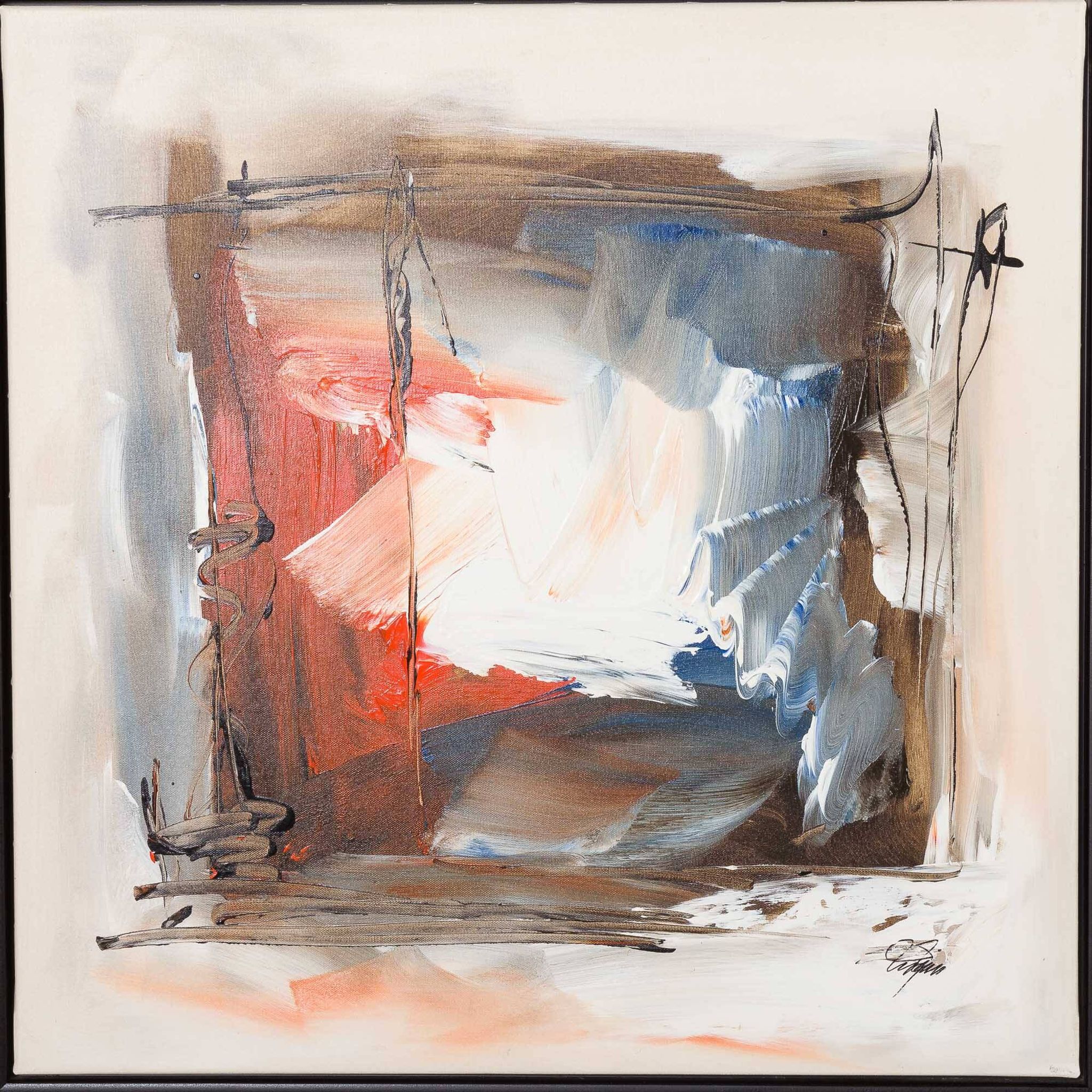 2 peintures abstraites, Danemark, fin du 20e siècle
