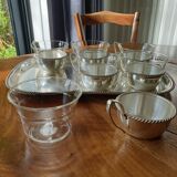 Silver coffee set and glass schott mainz 1970