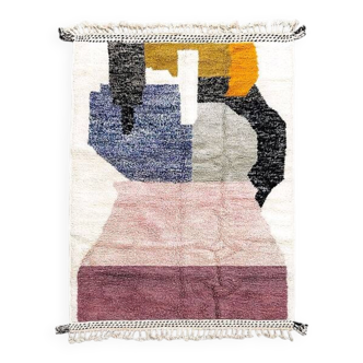Tapis beni ouarain tissé en laine naturel taille 250cmx150cm