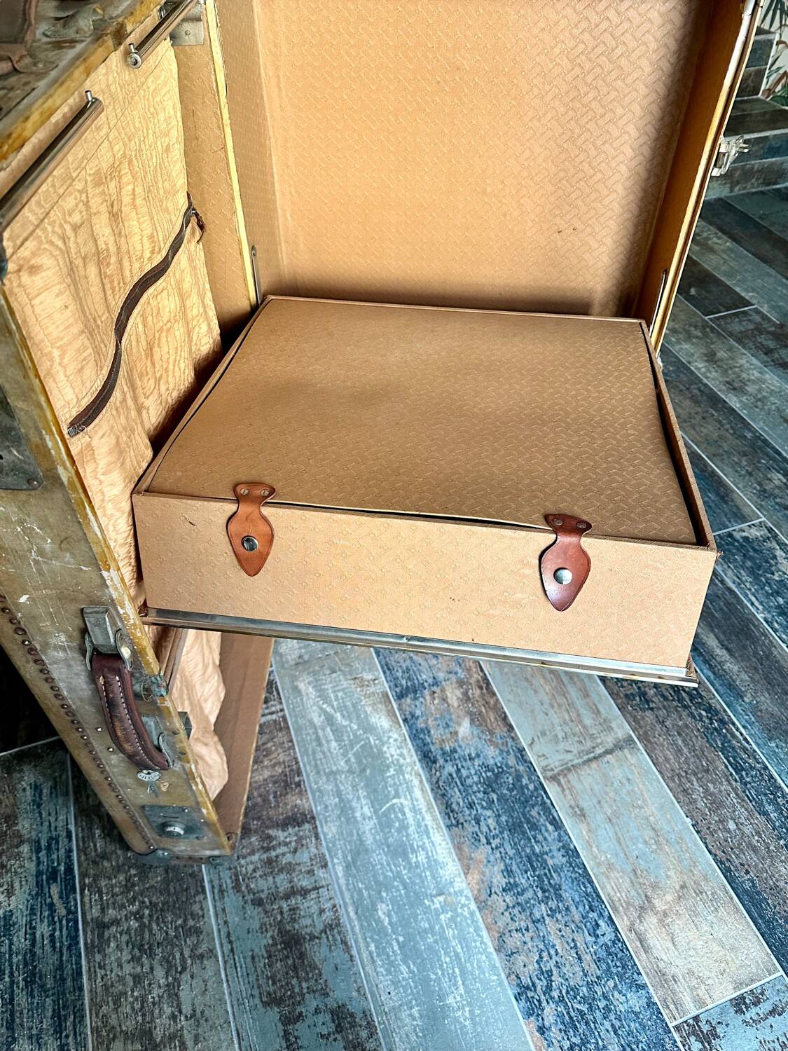 Antique cabin trunk in vellum