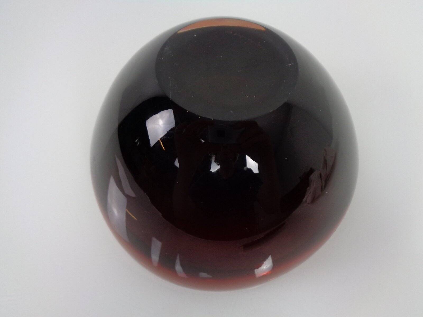 Swedish Burgundy Glass Bowl from Orrefors, 1960s