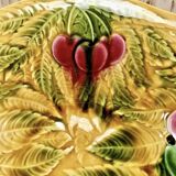 Old Sarreguemines barbotine fruit bowl salad bowl circa 1920