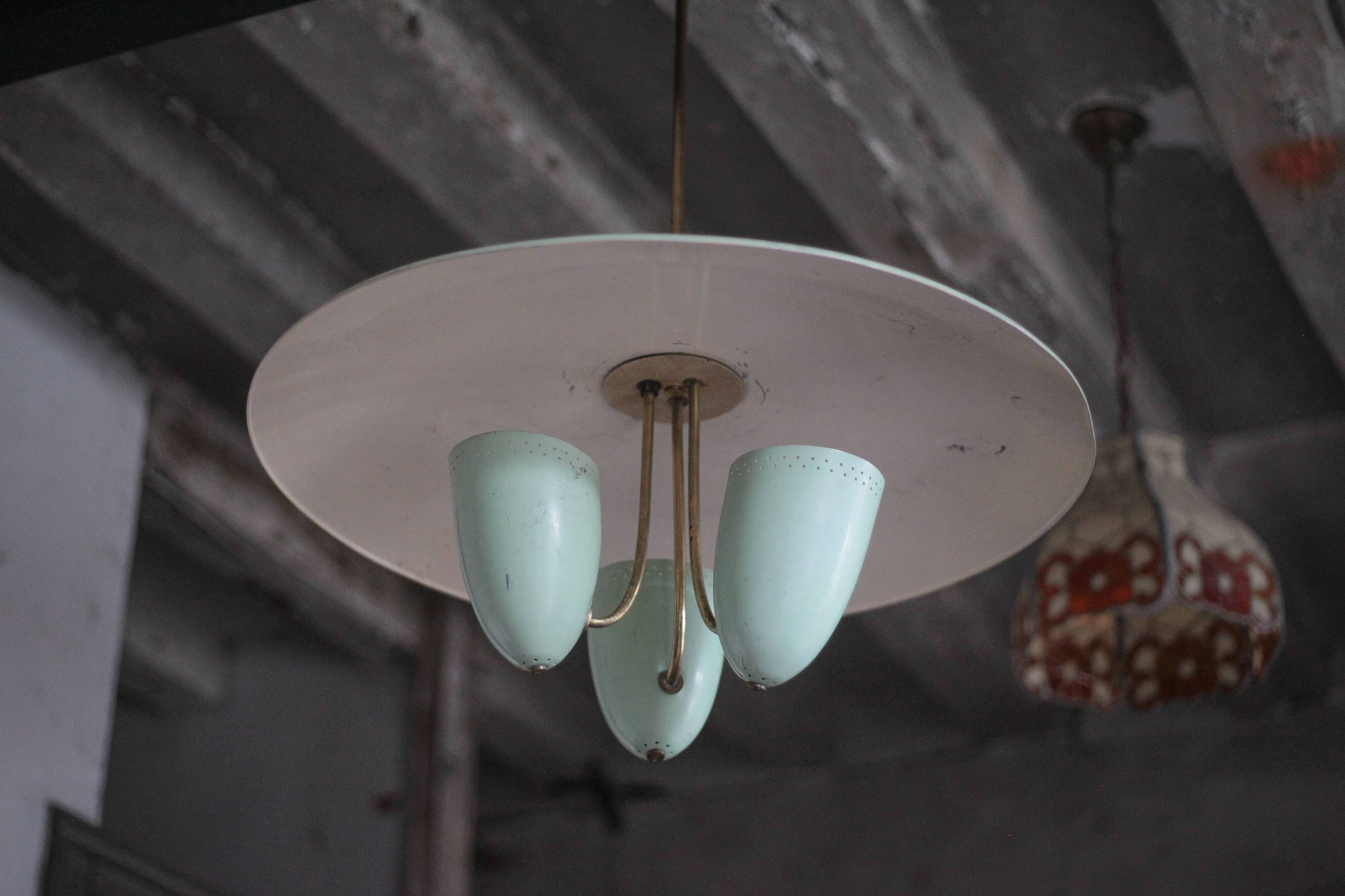 Vintage lacquered metal pendant from the 1950s, Herman Busquet for Hala.