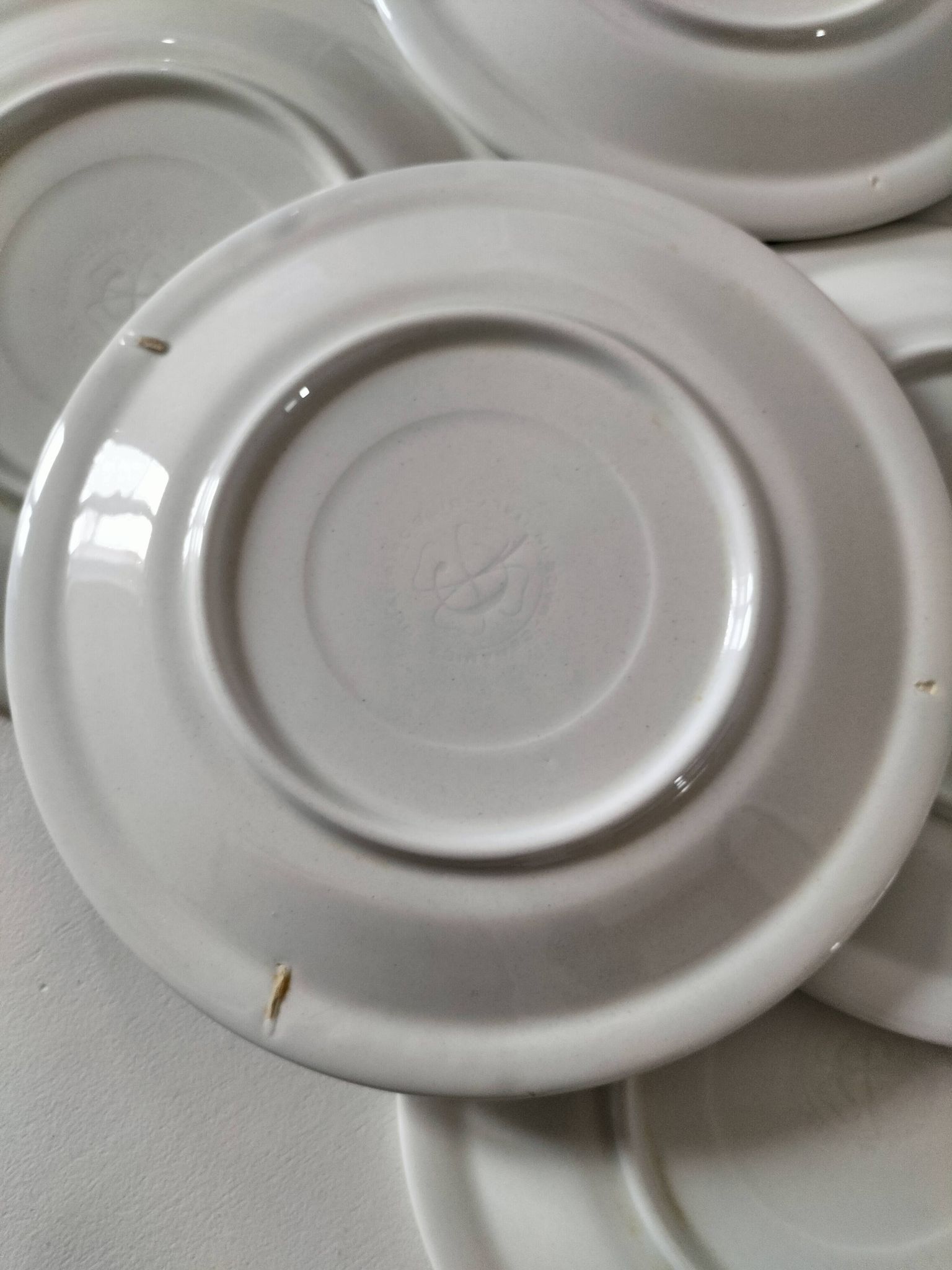 6 vintage Italian Quadrifoglio dessert plates with forget-me-not decoration.