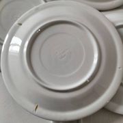 6 vintage Italian Quadrifoglio dessert plates with forget-me-not decoration.
