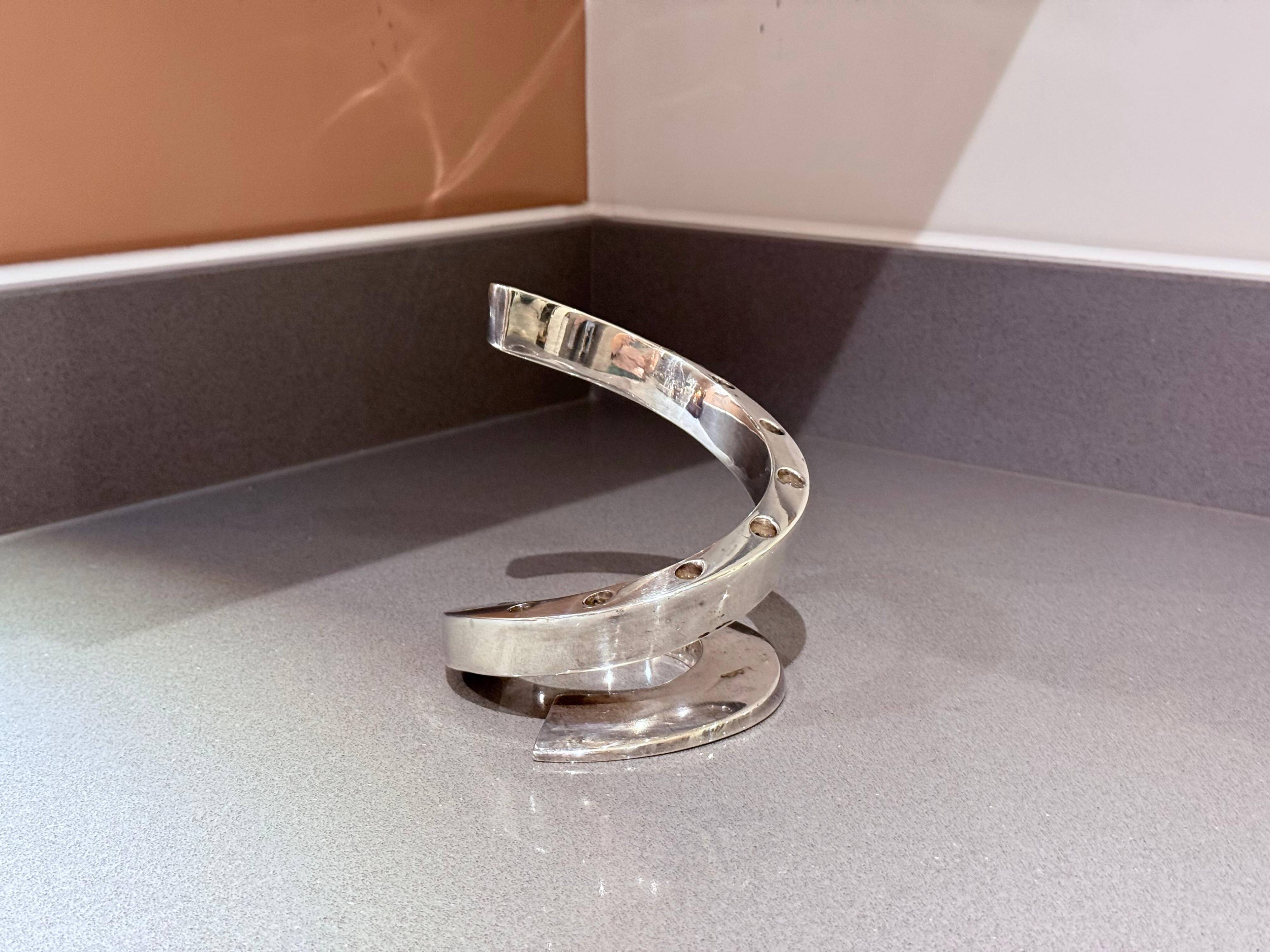 Vintage Silver Plated Horseshoe Candle Holder Equestrian Home Interior Accent