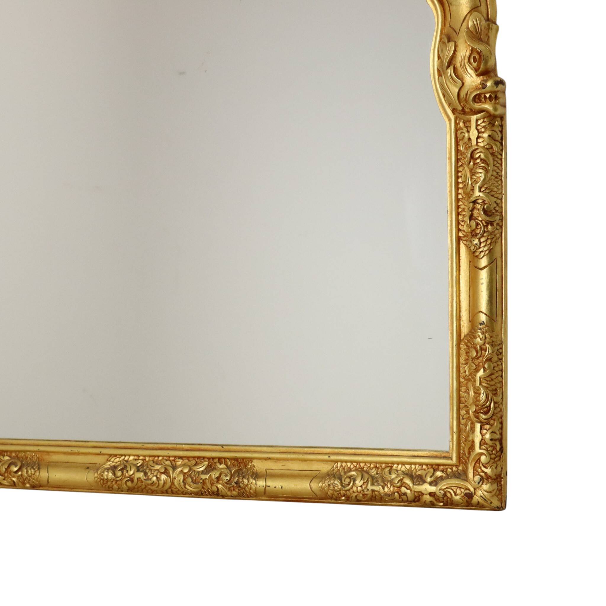 Large Classic Wooden Mirror, Rococo Style Chinoiserie, 124 cm