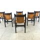 Vintage italian sling leather dining chairs, 1960s