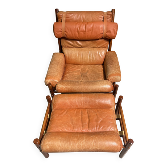 Fauteuil et repose-pieds Arne Norell Inca, années 1960