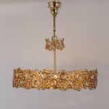 Gilt Brass and Crystal Glass Encrusted Chandeliers by Palwa, Germany, 1970s