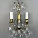 Pair of brass and crystal wall lights, 20th Century