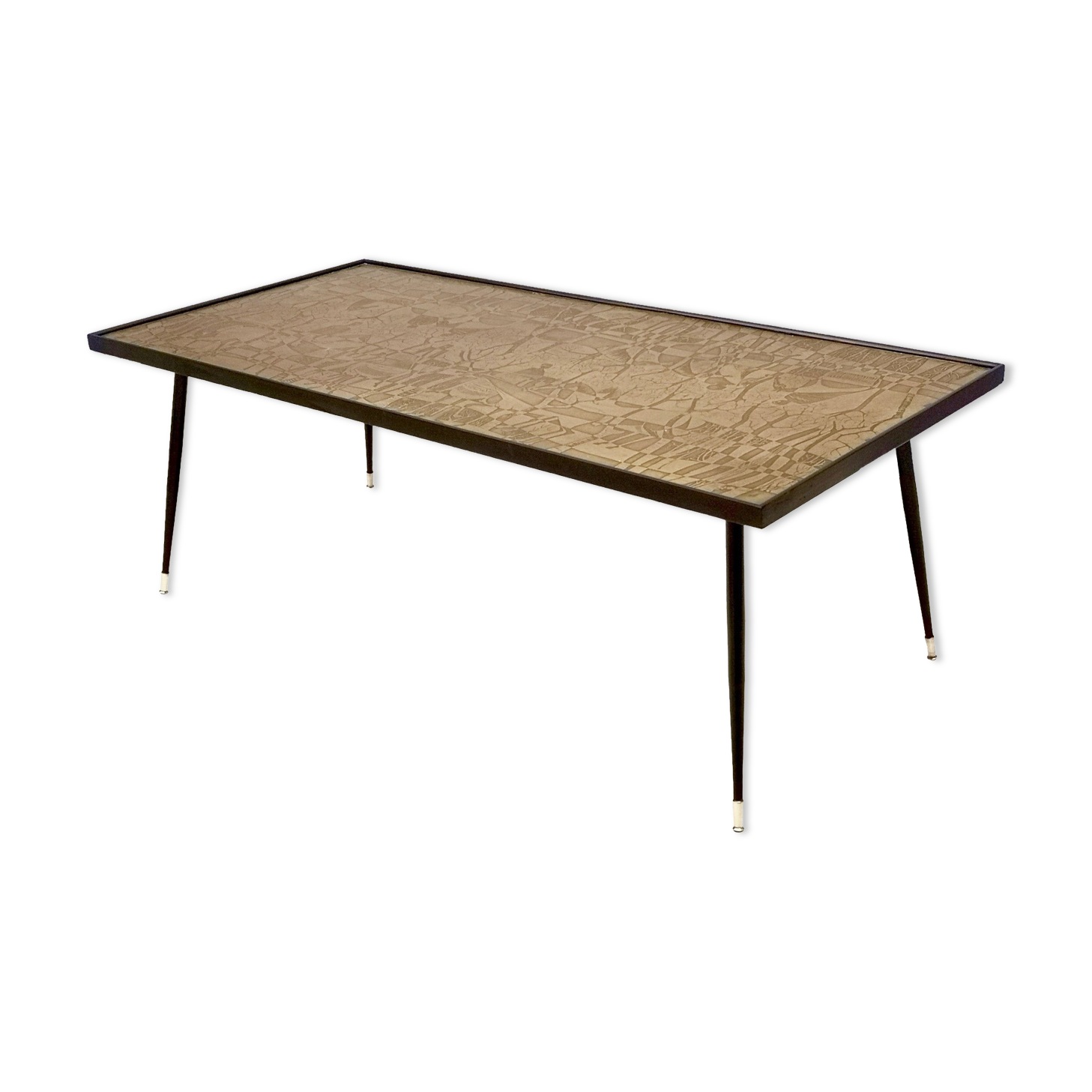 Elegant Rectangular Vintage Etched Brass Coffee Table by G. Urs, Italy