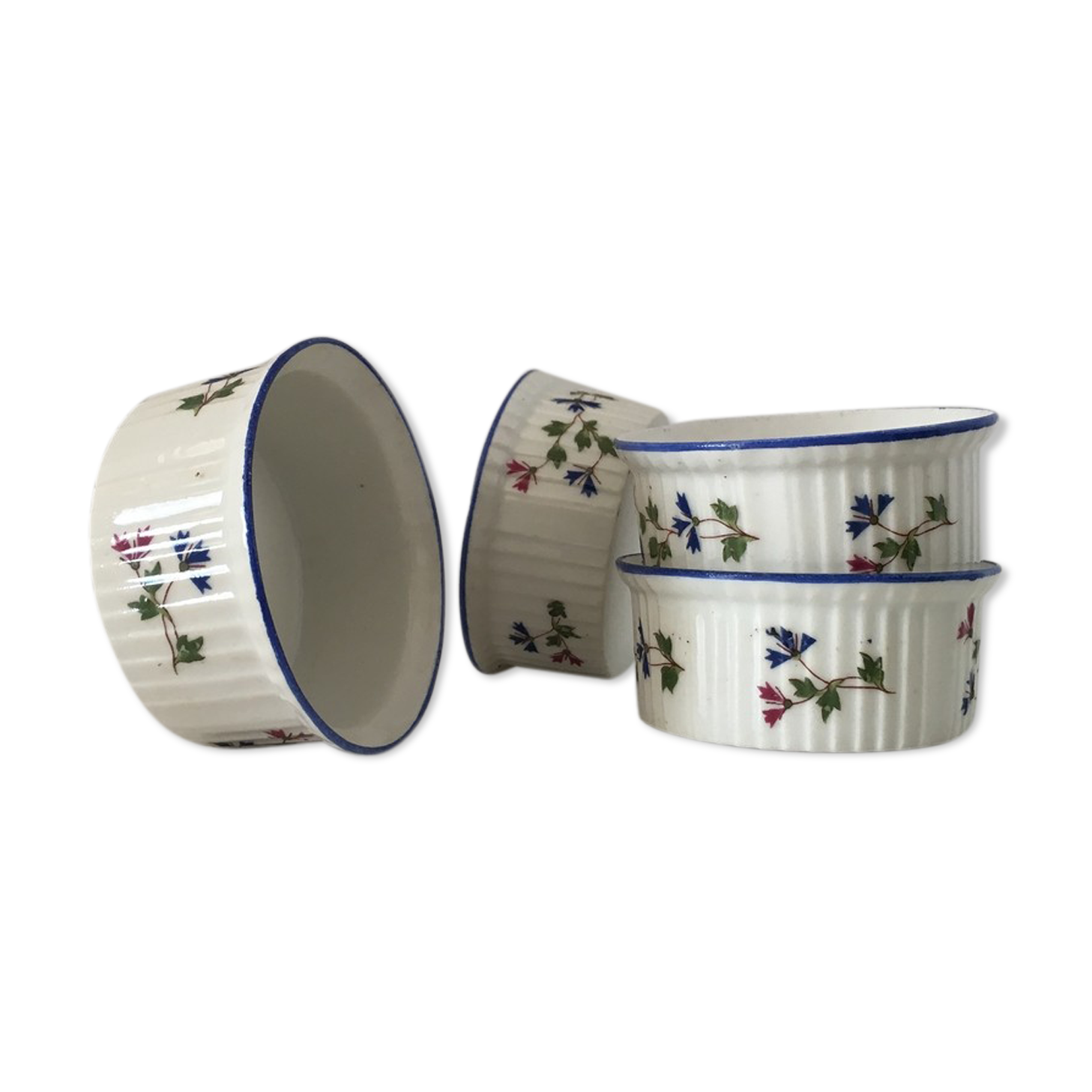 6 porcelain ramekins from Limoges decorated with barbels