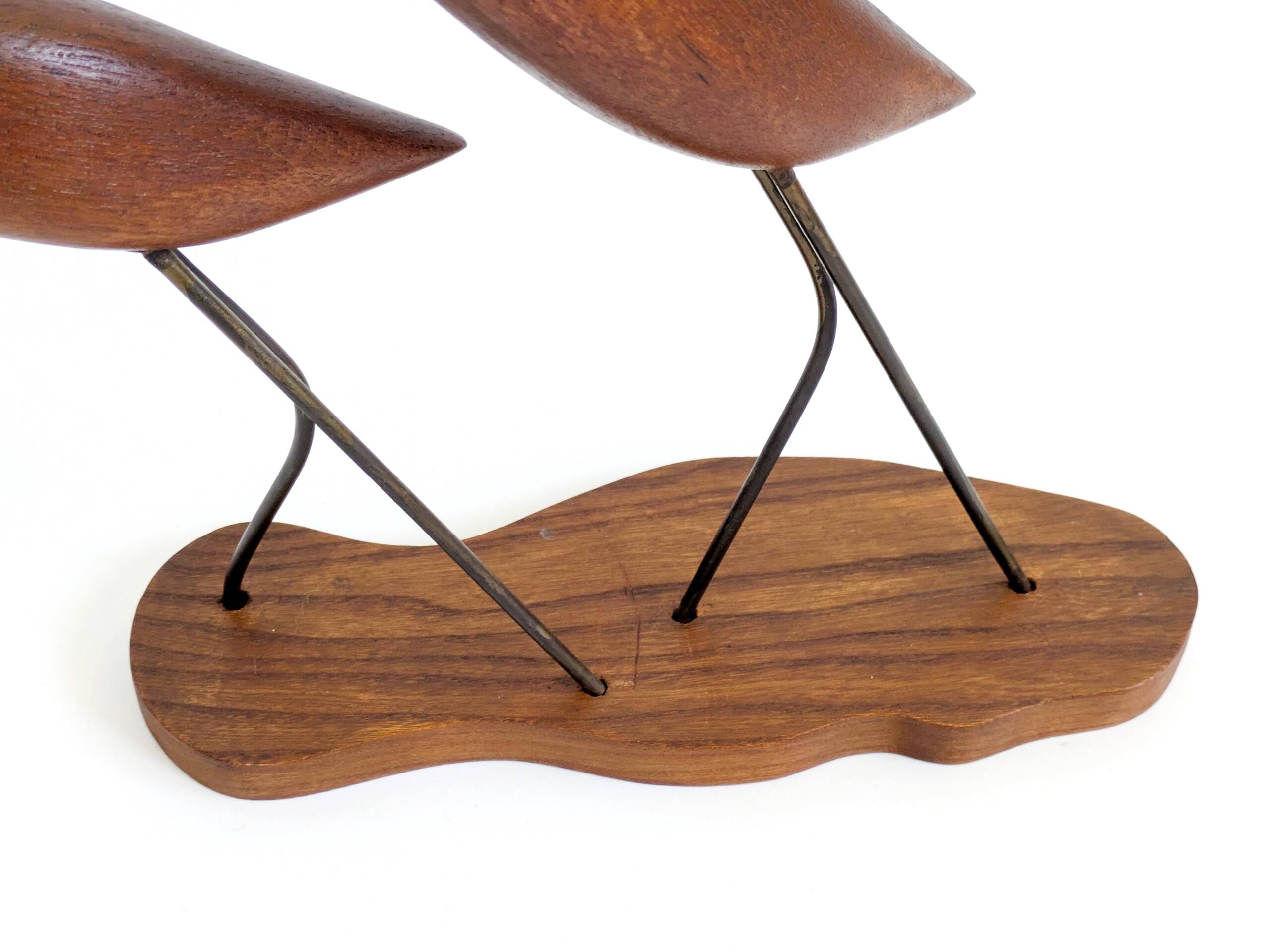 Scandinavian modernist sculpture cranes in teak.