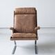 Vintage swing armchair and stool in leather by reinhold adolf for cor, 1970s, set of 2
