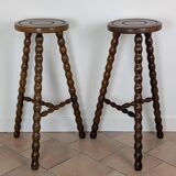 Paire tabourets tripodes