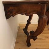 Old console in walnut and marble top