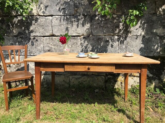Table de ferme ancienne en chêne avec tiroir 4/6 personnes ...