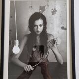Fashion photography, black and white portrait, framed under glass, 32 x 41 cm