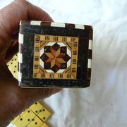 Antique Box of 28 Dominoes in Vintage Syrian Marquetry