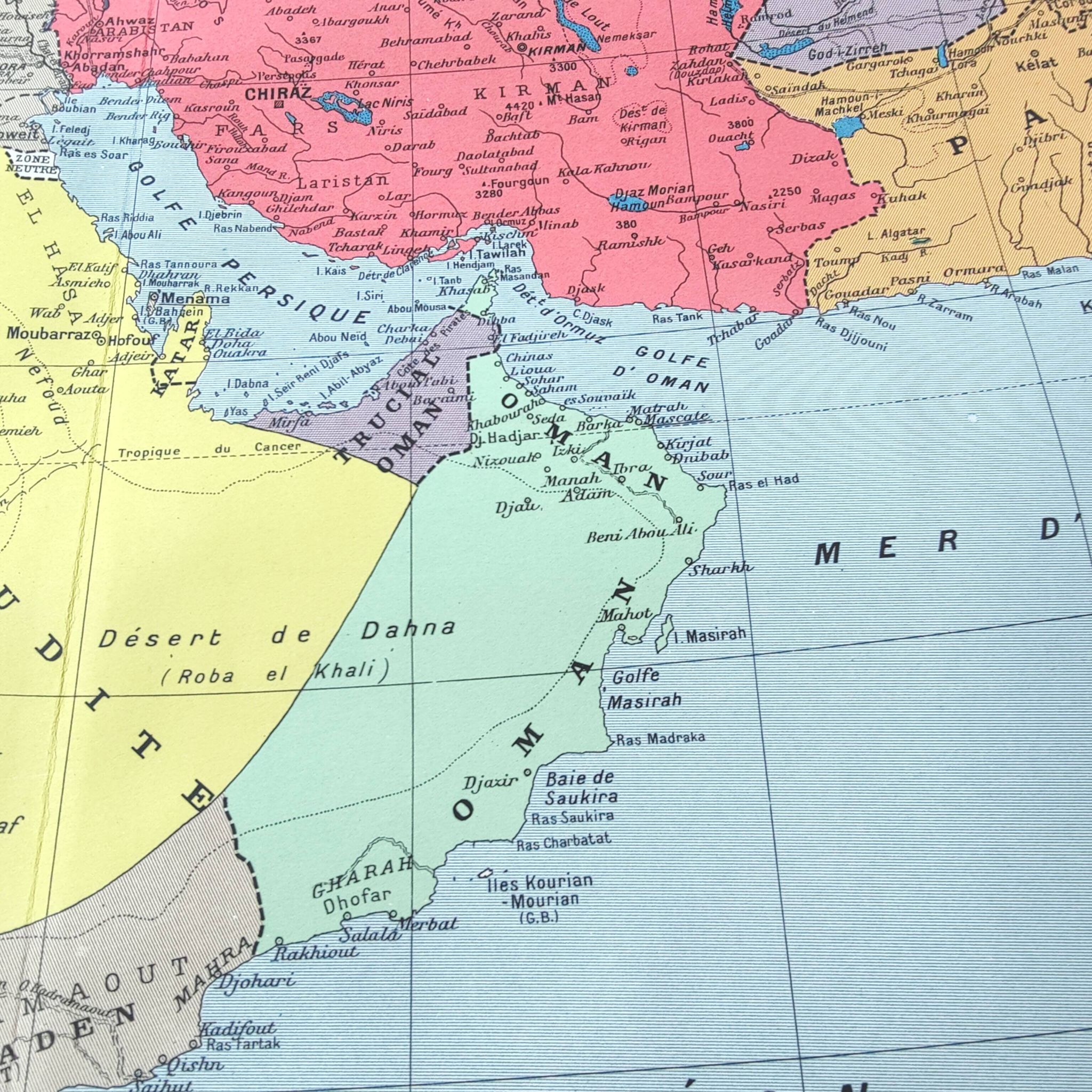 Vintage map of Western Asia 43x43cm from 1950