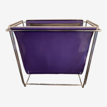 Porte revues Gérard Rignault en simili cuir violet et chrome, 1970