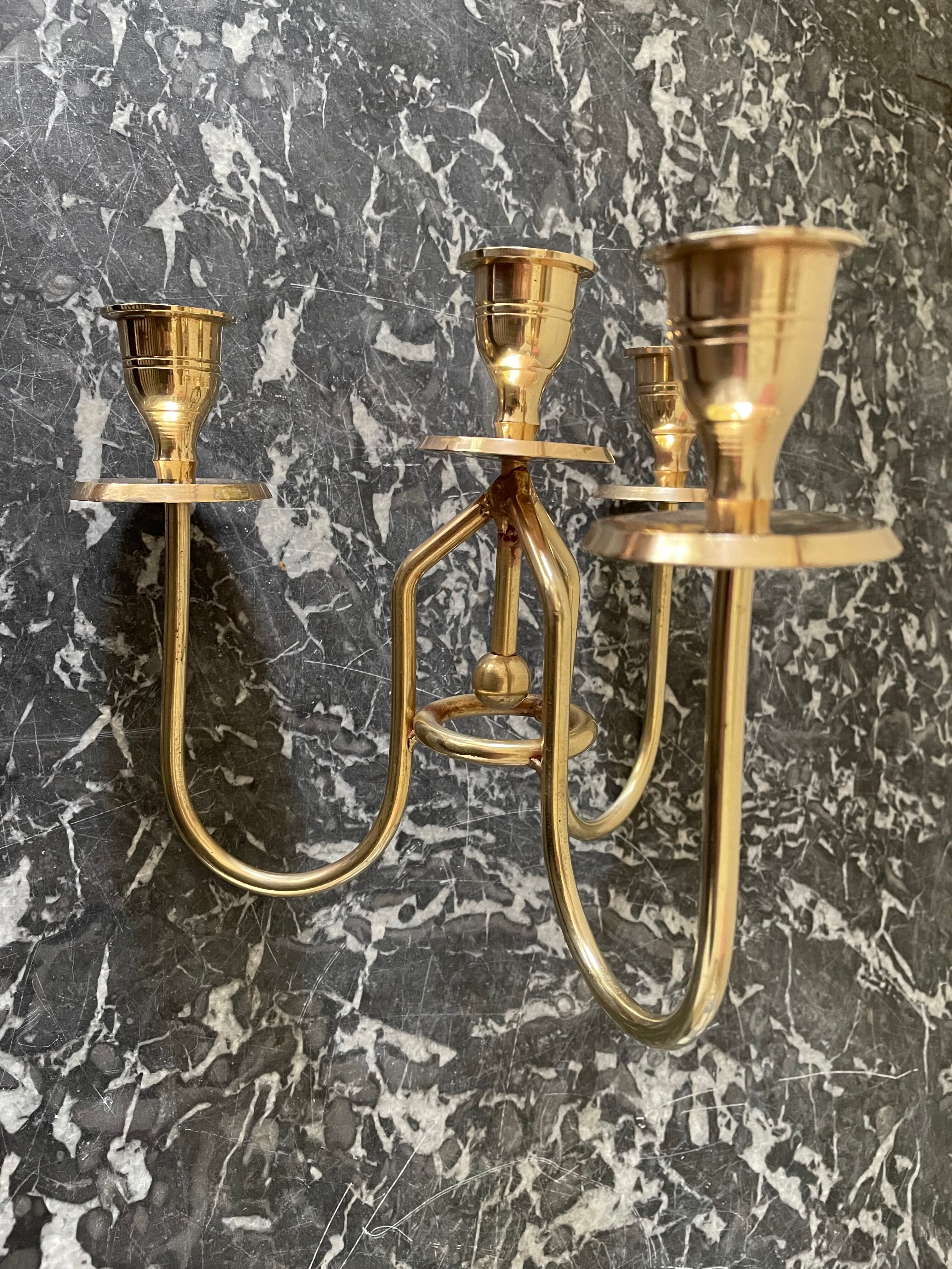 Golden brass candle holder