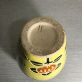 Ancient Ceramic Vase Enamelled Drawing Flowers Years 50 Vintage