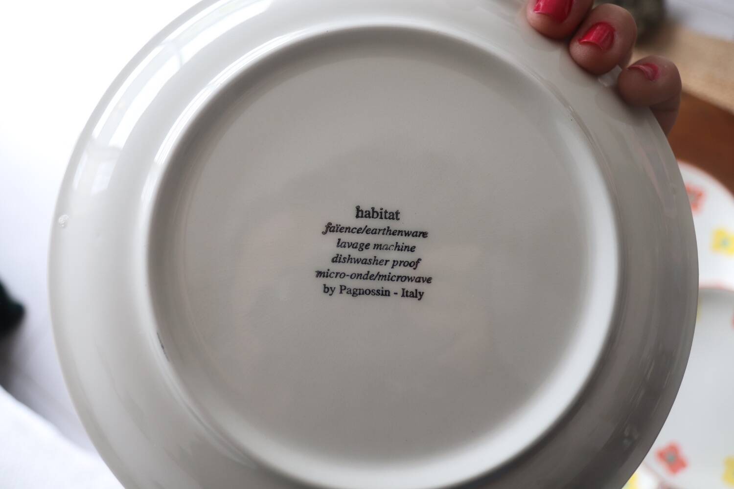 11 Yellow flower habitat plate with orange border BY PAGNOSSIN ITALY
