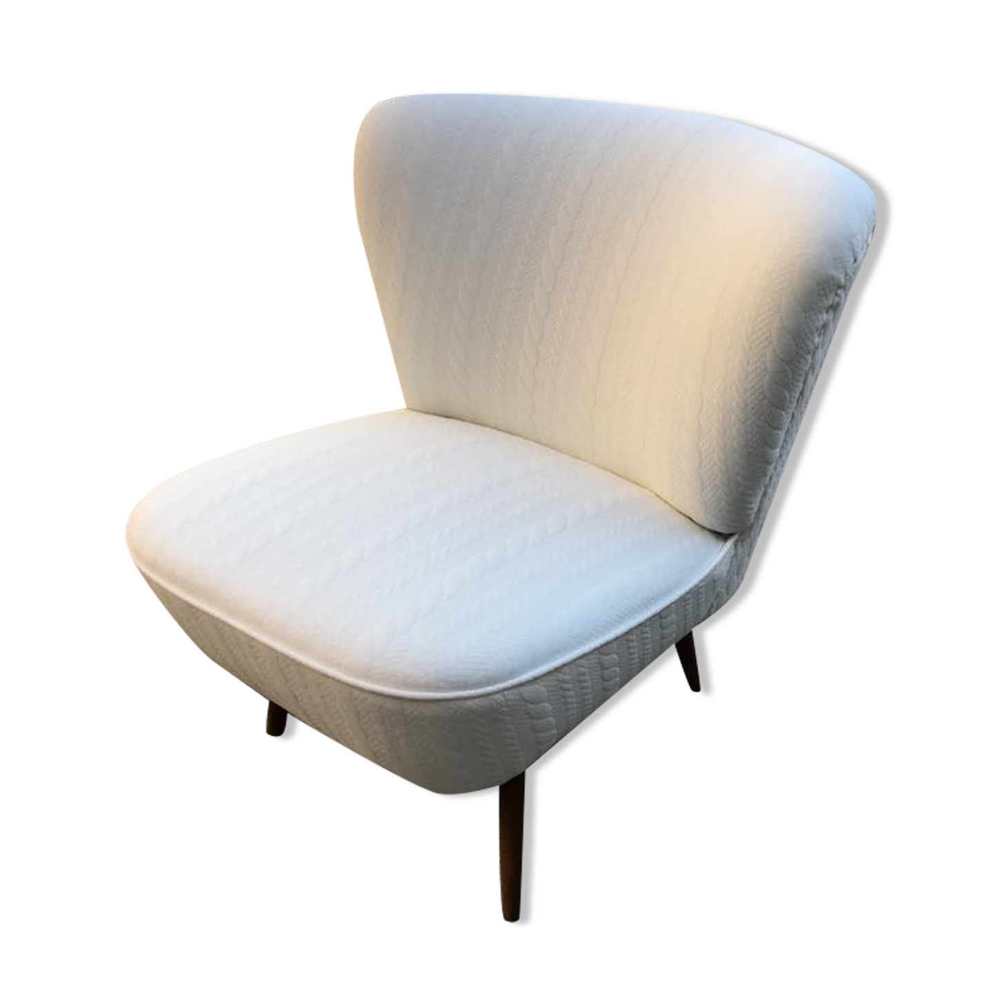 Hungarian White Club Chair, 1950s