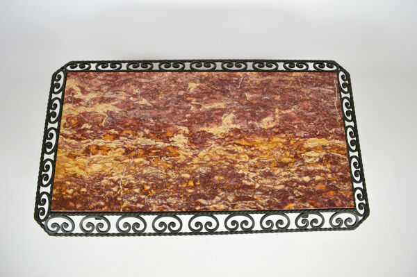 Table basse en marbre et fer forgé circa 1940