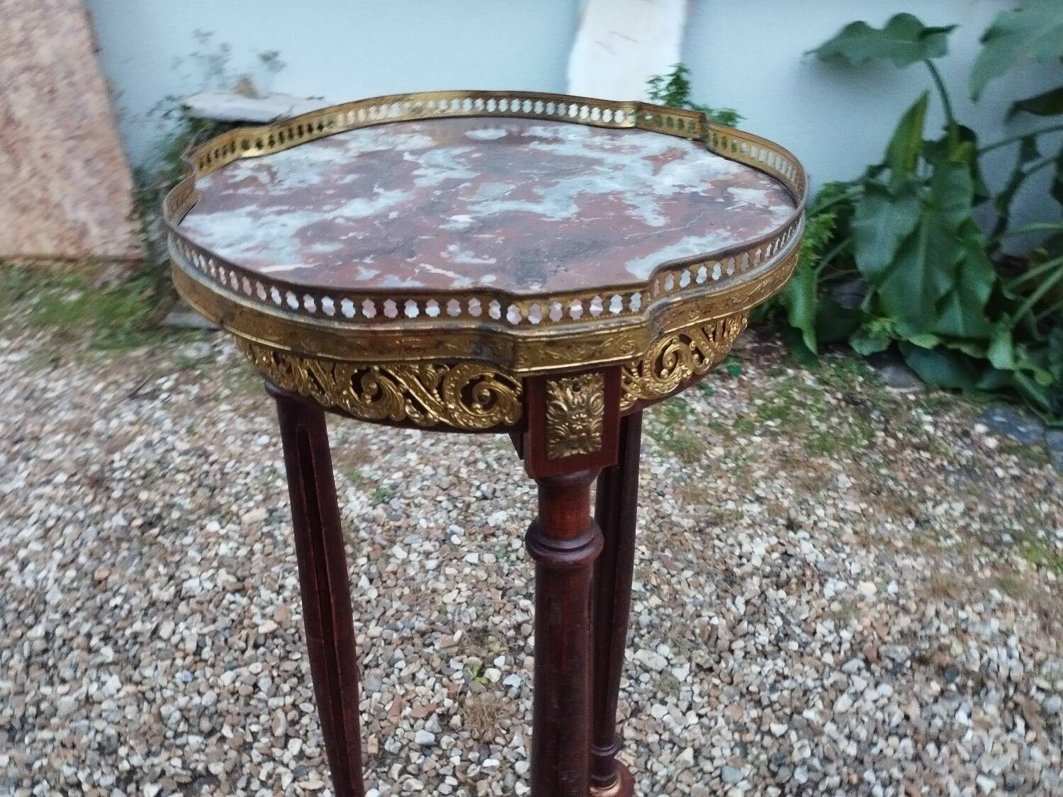 Antique Louis XVI style side table with marble top