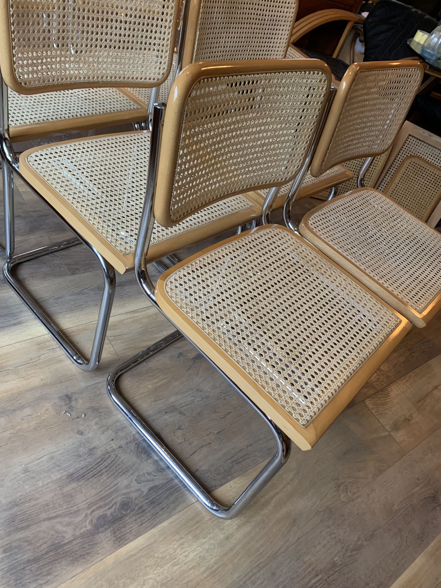 Lot de 6 chaises Cesca du milieu du siècle par Marcel Breuer