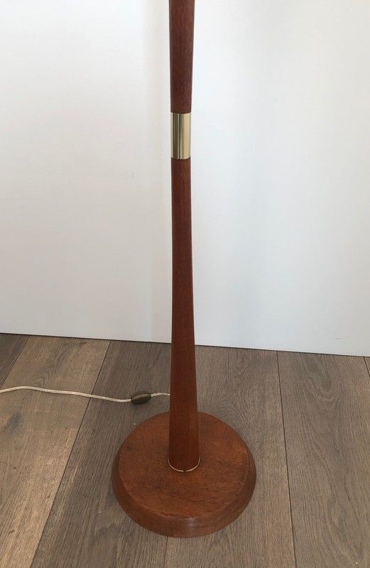 Floor lamp in exotic wood and brass