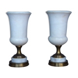 Lampes de table torchères en albâtre, années 1950, lot de 2