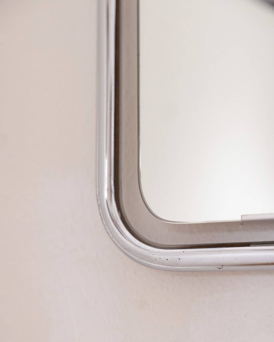 Vintage Italian Chrome Metal Wall Mirror, 1970s