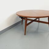 Large round vintage Scandinavian coffee table Smorrebrod by Arne Vodder, extendable into a dining table