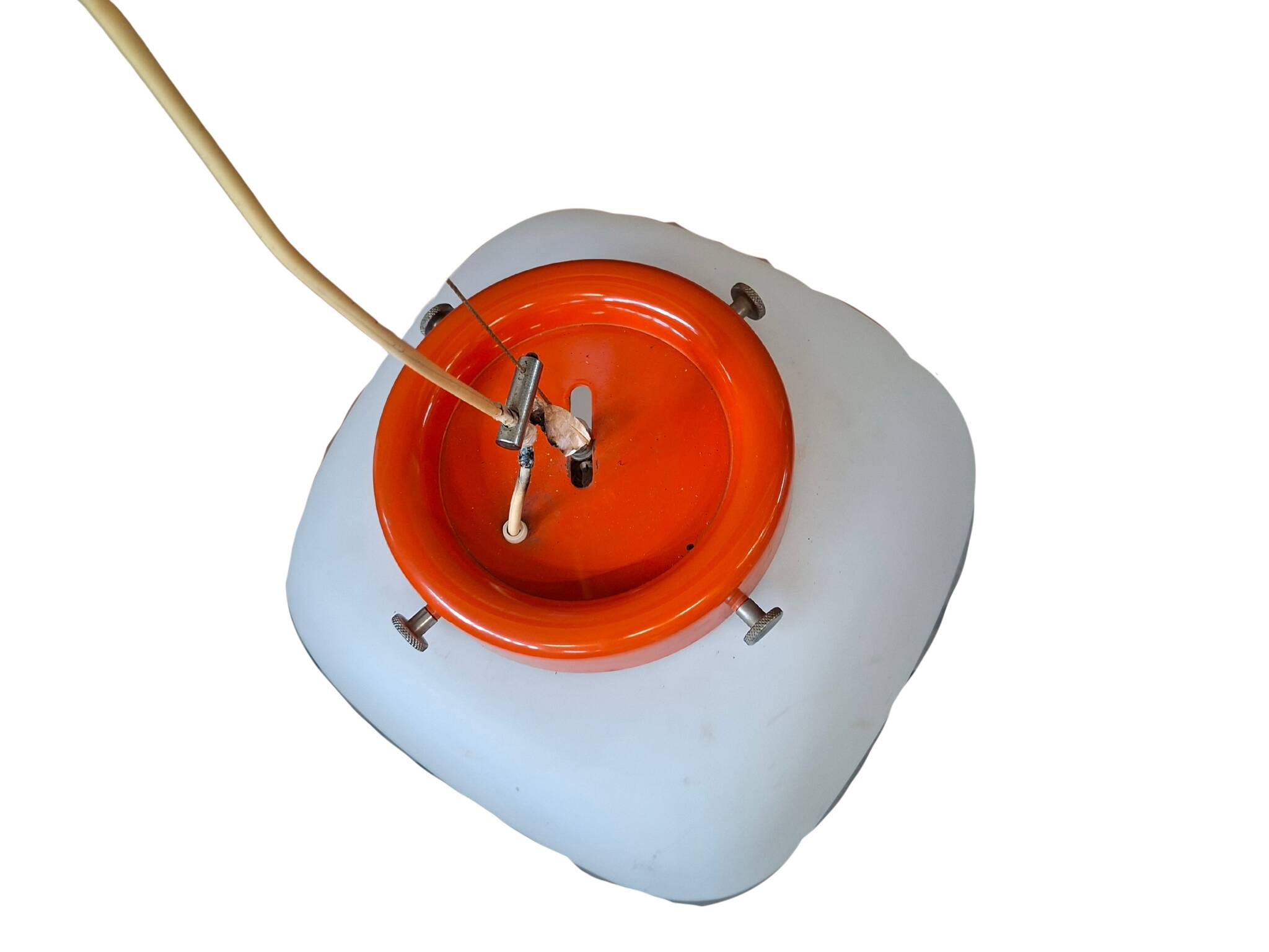 Lampada a Sospensione Vintage Space Age Anni '70 – Vetro Opalino e Arancion