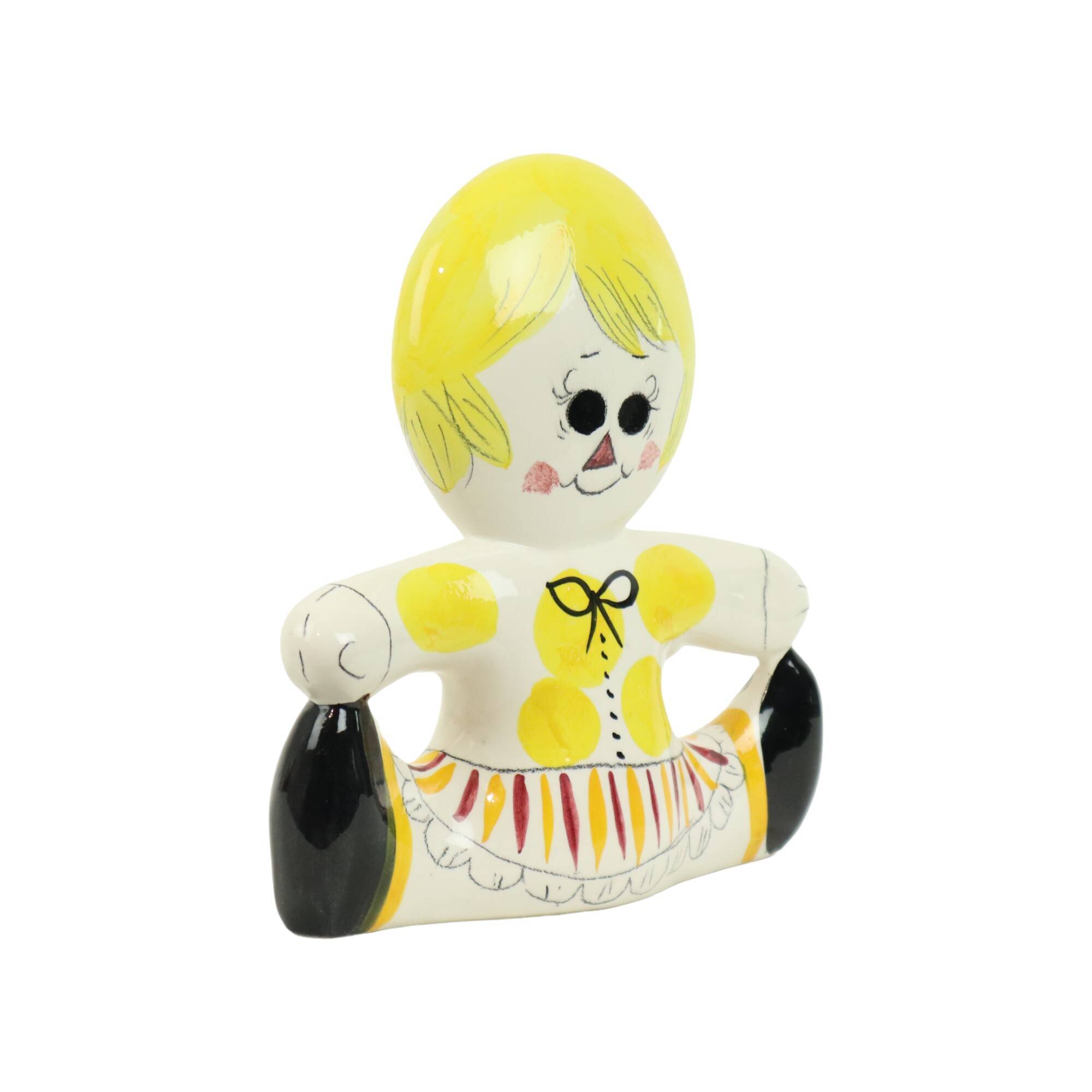 Vintage Italian Money Box Quadrifoglio Ceramic Doll Rag Doll Sixties