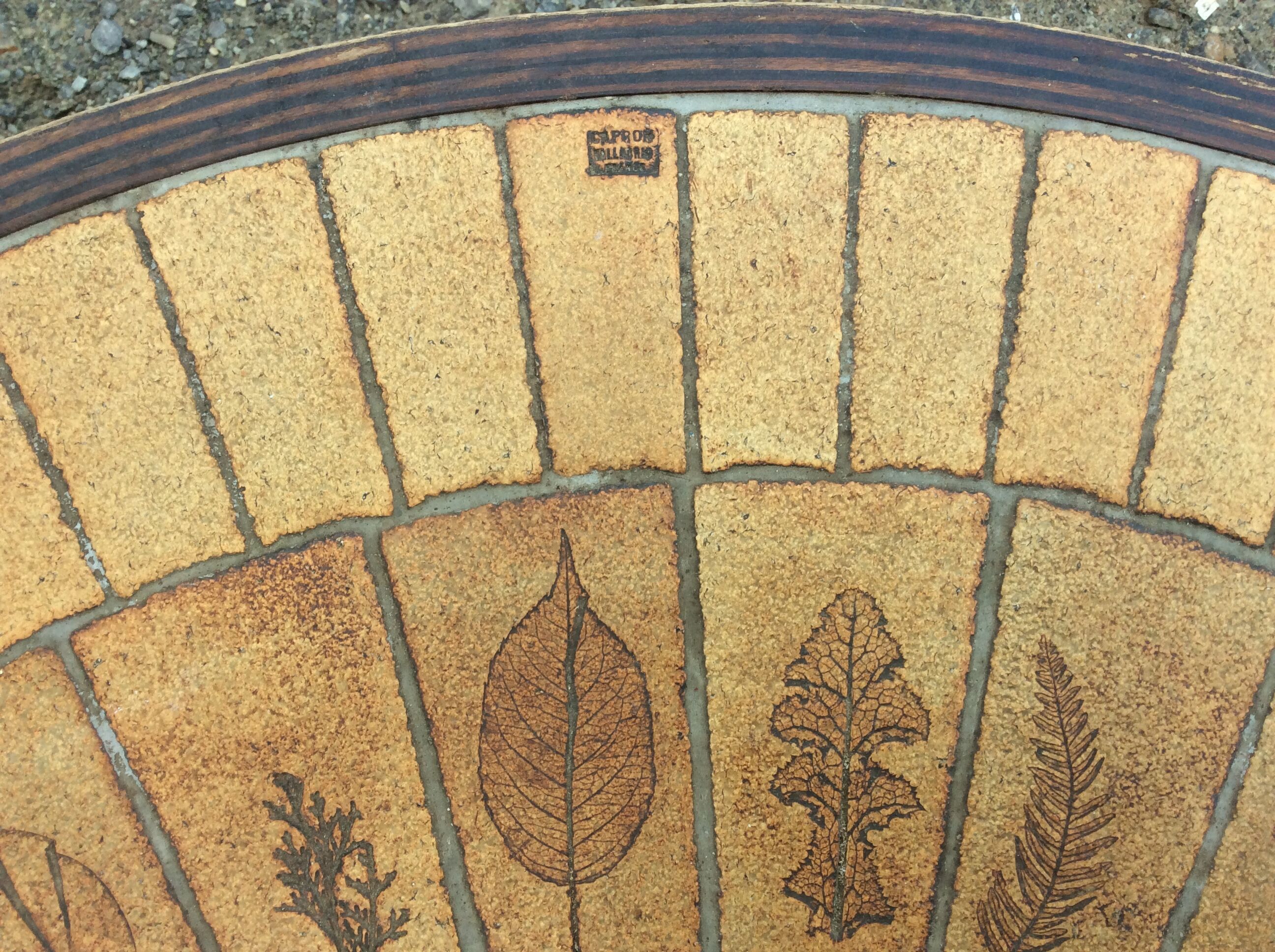 Vintage coffee table in wood and ceramic stamped Roger Capron model said garrigue aux herbiers.