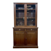 Bibliothèque 2 corps anglaise en noyer du début XXème