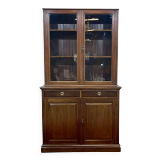 English walnut two-body library from the early 20th century.